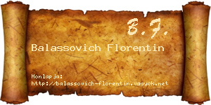 Balassovich Florentin névjegykártya